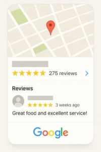 ภาพรีวิวร้านจำลองบน Google Maps ที่ดูน่าเชื่อถือและดึงดูดผู้สมัครงาน